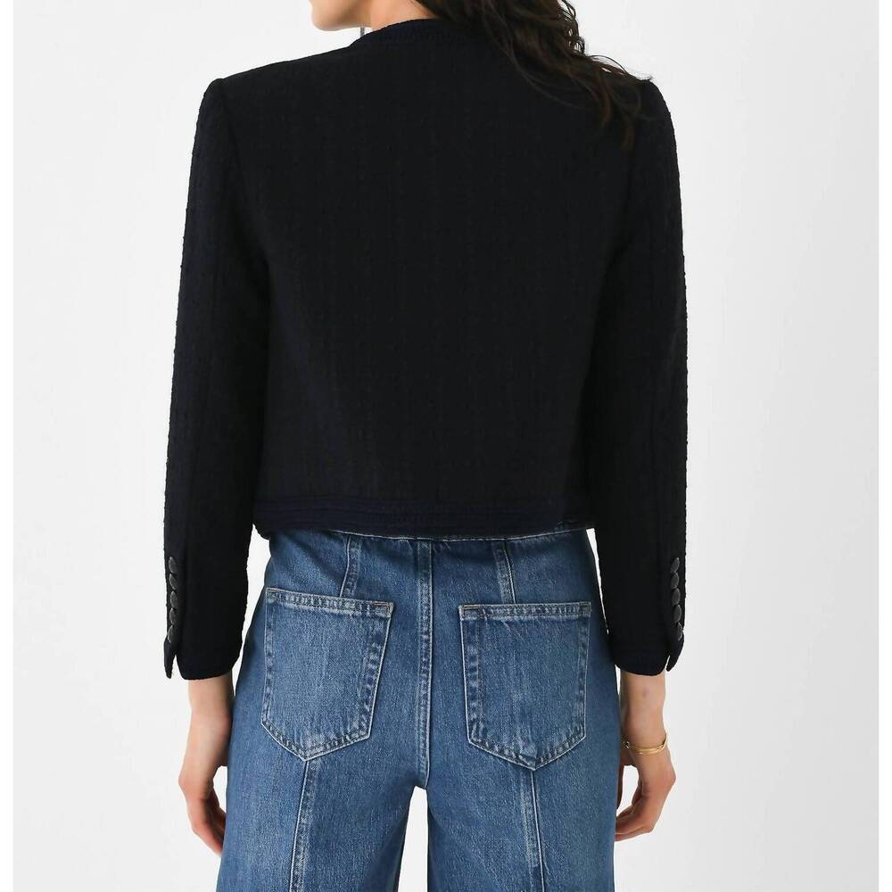 NEW A.L.C. ollie cropped tweed jacket in maritime navy - Picture 5 of 6